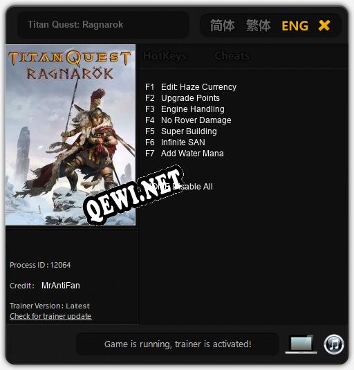 Titan Quest: Ragnarok: Трейнер +7 [v1.8]