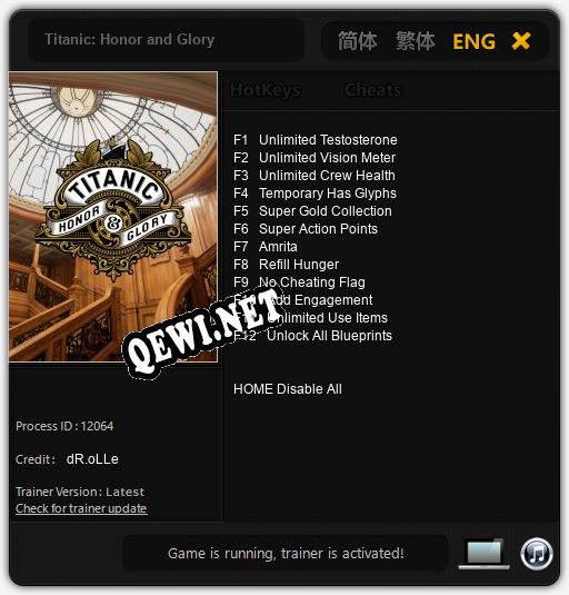 Трейнер для Titanic: Honor and Glory [v1.0.4]
