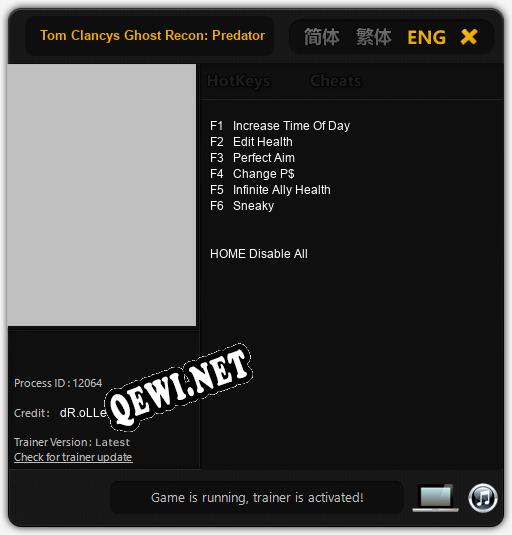 Трейнер для Tom Clancys Ghost Recon: Predator [v1.0.2]