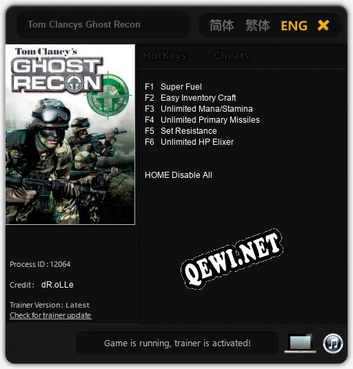 Трейнер для Tom Clancys Ghost Recon [v1.0.5]