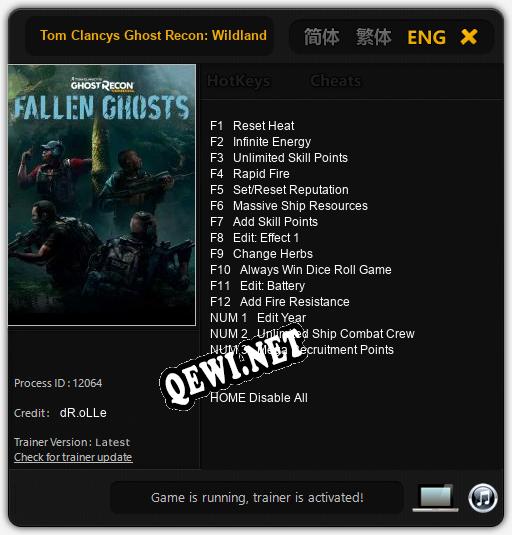 Tom Clancys Ghost Recon: Wildlands - Fallen Ghosts: Трейнер +15 [v1.4]