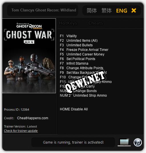 Tom Clancys Ghost Recon: Wildlands Ghost War: Трейнер +14 [v1.7]