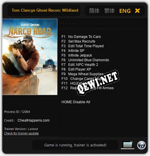 Tom Clancys Ghost Recon: Wildlands Narco Road: Трейнер +12 [v1.8]