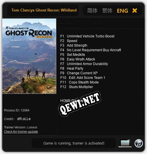 Tom Clancys Ghost Recon: Wildlands: Трейнер +12 [v1.2]