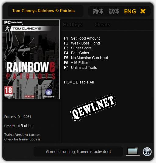 Tom Clancys Rainbow 6: Patriots: Читы, Трейнер +7 [dR.oLLe]