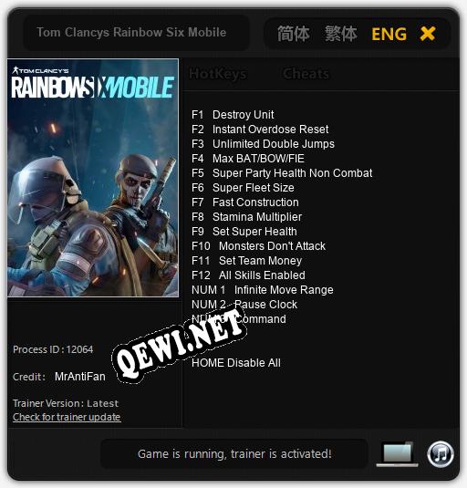 Трейнер для Tom Clancys Rainbow Six Mobile [v1.0.6]