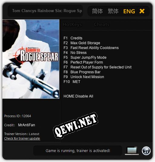 Tom Clancys Rainbow Six: Rogue Spear: Читы, Трейнер +10 [MrAntiFan]
