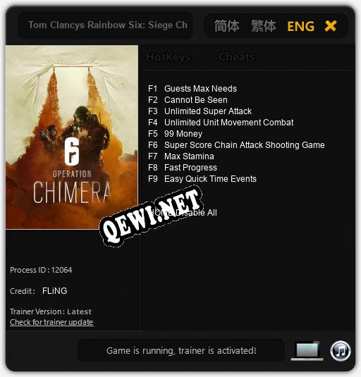 Tom Clancys Rainbow Six: Siege Chimera: Трейнер +9 [v1.2]