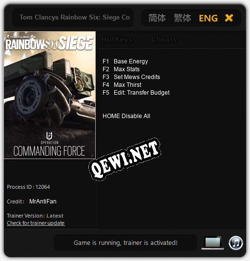Tom Clancys Rainbow Six: Siege Commanding Force: Читы, Трейнер +5 [MrAntiFan]