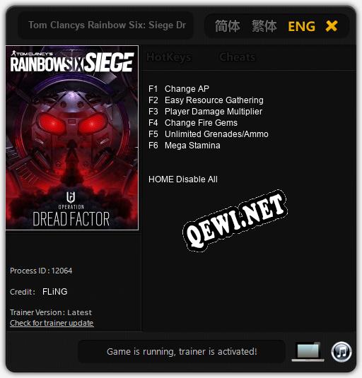 Tom Clancys Rainbow Six: Siege Dread Factor: Трейнер +6 [v1.1]