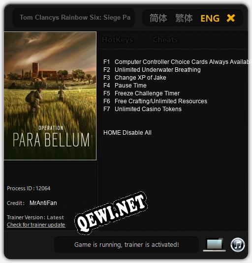 Tom Clancys Rainbow Six: Siege Para Bellum: ТРЕЙНЕР И ЧИТЫ (V1.0.97)
