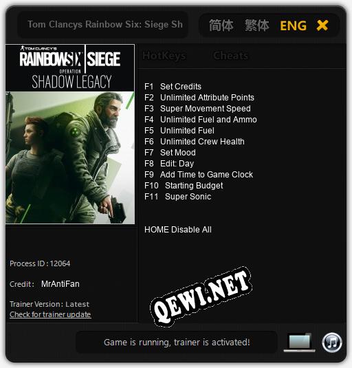 Tom Clancys Rainbow Six: Siege Shadow Legacy: Трейнер +11 [v1.3]