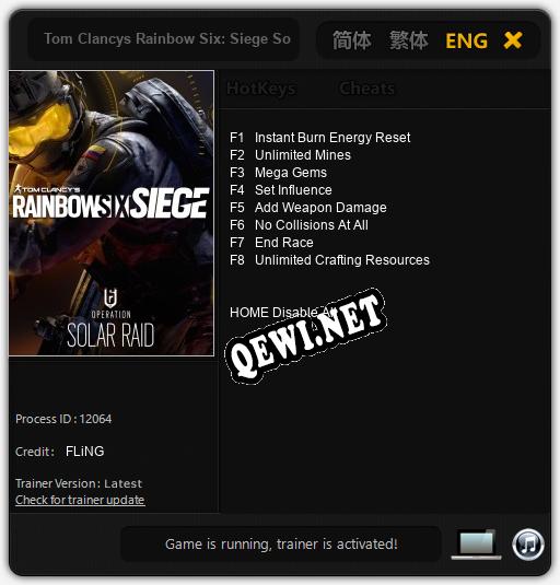 Трейнер для Tom Clancys Rainbow Six: Siege Solar Raid [v1.0.4]