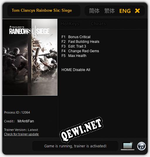 Tom Clancys Rainbow Six: Siege: Трейнер +5 [v1.4]