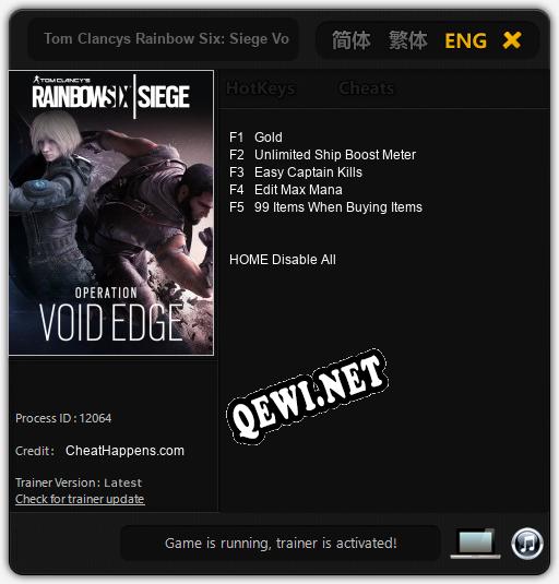 Трейнер для Tom Clancys Rainbow Six: Siege Void Edge [v1.0.9]