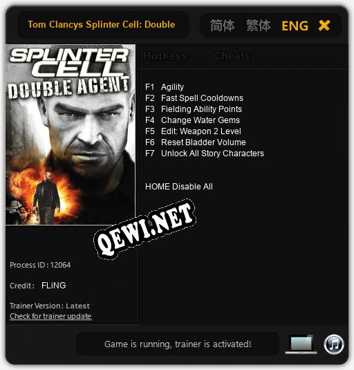 Tom Clancys Splinter Cell: Double Agent: Читы, Трейнер +7 [FLiNG]