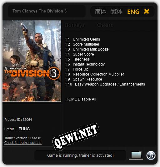 Tom Clancys The Division 3: ТРЕЙНЕР И ЧИТЫ (V1.0.72)