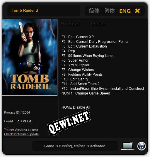 Tomb Raider 2: ТРЕЙНЕР И ЧИТЫ (V1.0.35)