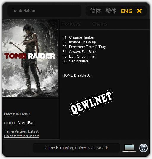 Трейнер для Tomb Raider [v1.0.9]