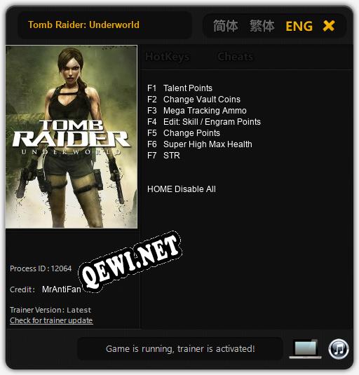 Трейнер для Tomb Raider: Underworld [v1.0.6]