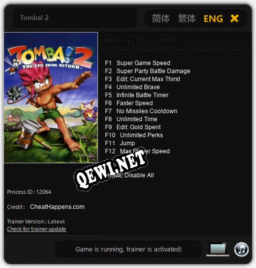 Tomba! 2: Трейнер +12 [v1.1]