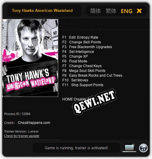 Трейнер для Tony Hawks American Wasteland [v1.0.2]