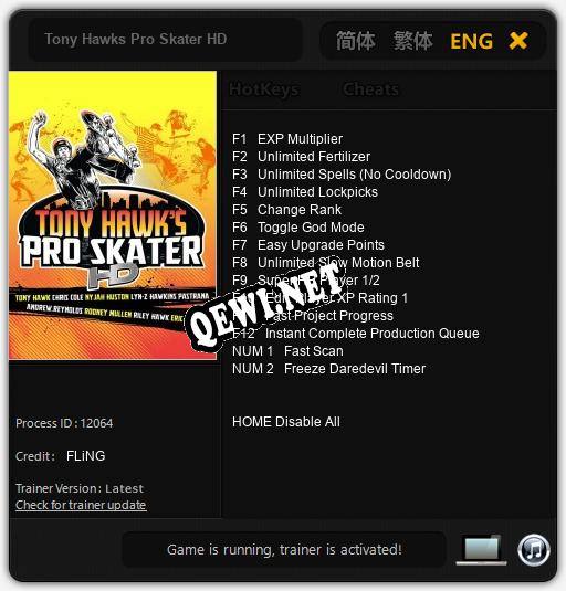 Tony Hawks Pro Skater HD: ТРЕЙНЕР И ЧИТЫ (V1.0.72)