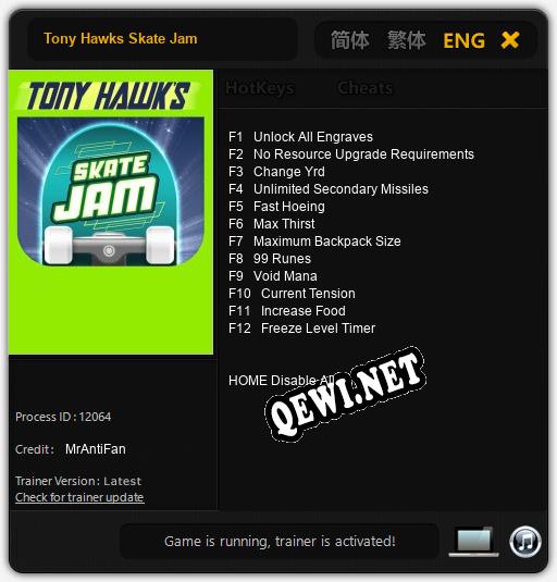 Tony Hawks Skate Jam: Читы, Трейнер +12 [MrAntiFan]