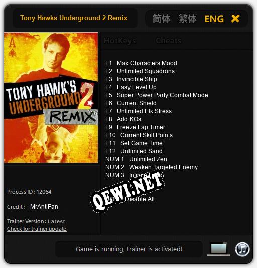 Tony Hawks Underground 2 Remix: Трейнер +15 [v1.2]
