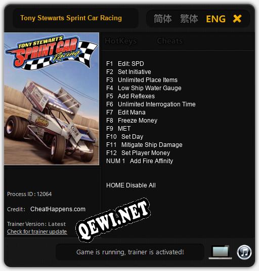 Трейнер для Tony Stewarts Sprint Car Racing [v1.0.9]