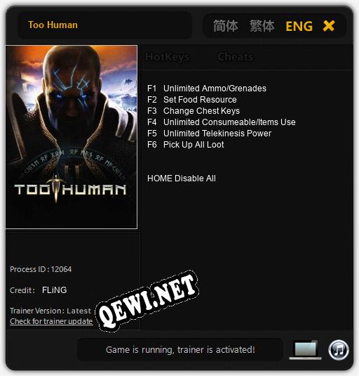 Too Human: Читы, Трейнер +6 [FLiNG]