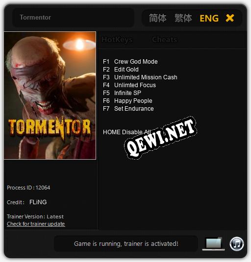 Трейнер для Tormentor [v1.0.9]