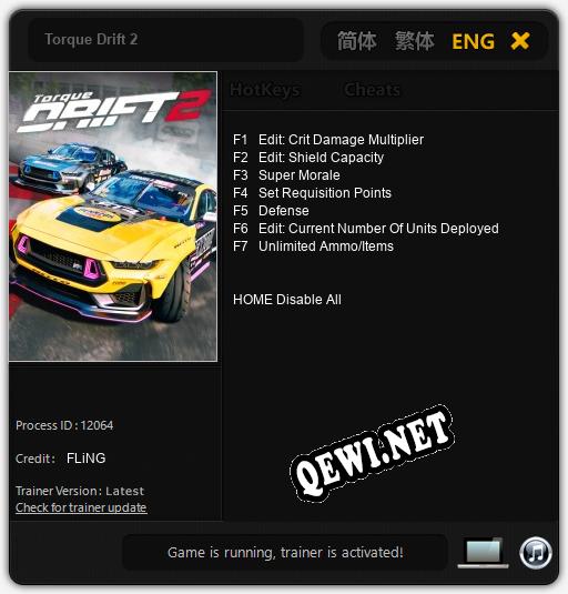 Трейнер для Torque Drift 2 [v1.0.4]
