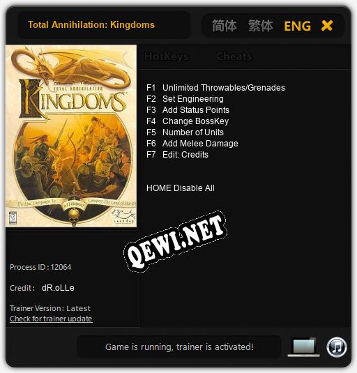 Total Annihilation: Kingdoms: Трейнер +7 [v1.4]