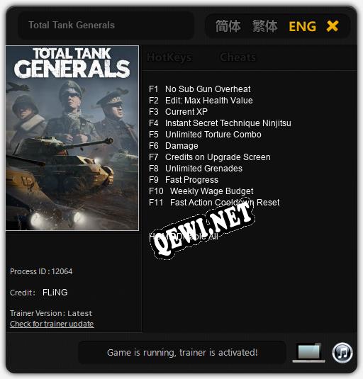 Total Tank Generals: Читы, Трейнер +11 [FLiNG]