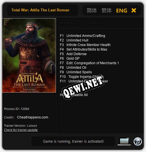 Total War: Attila The Last Roman Campaign: Читы, Трейнер +11 [CheatHappens.com]