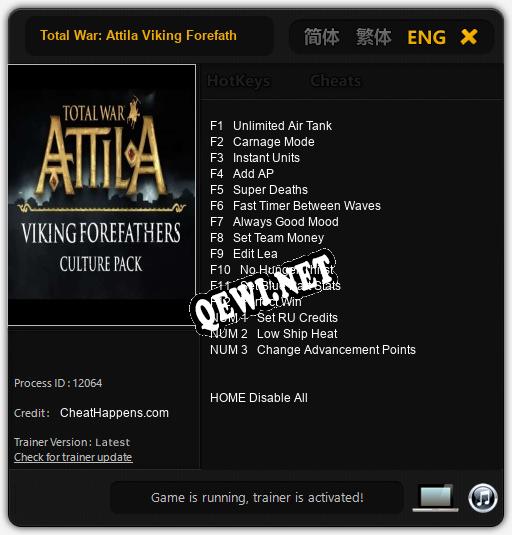 Total War: Attila Viking Forefathers: Трейнер +15 [v1.6]