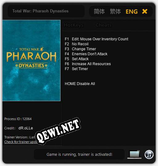 Total War: Pharaoh Dynasties: Трейнер +7 [v1.2]