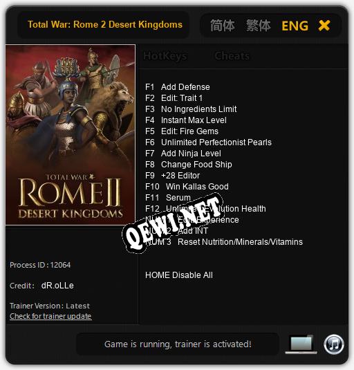 Total War: Rome 2 Desert Kingdoms: Читы, Трейнер +15 [dR.oLLe]