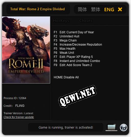 Total War: Rome 2 Empire Divided: ТРЕЙНЕР И ЧИТЫ (V1.0.17)