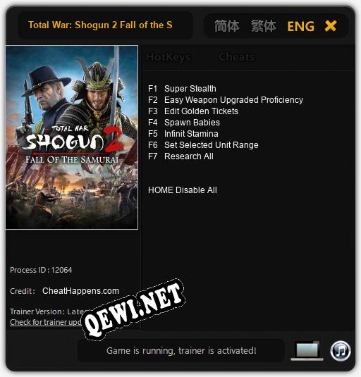 Total War: Shogun 2 Fall of the Samurai: Читы, Трейнер +7 [CheatHappens.com]