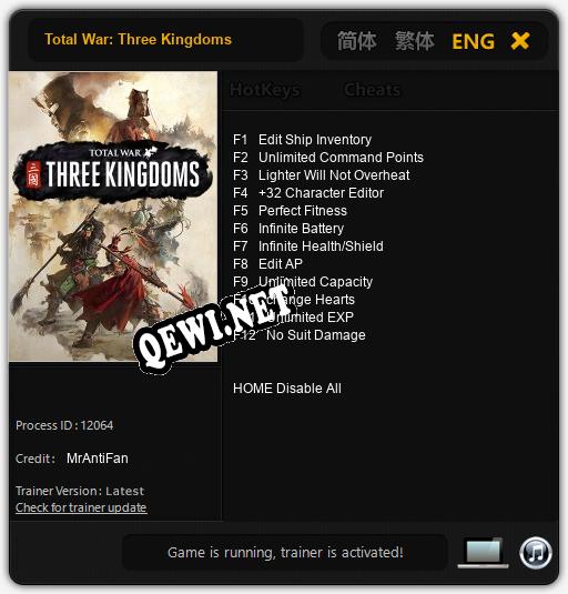 Total War: Three Kingdoms: Читы, Трейнер +12 [MrAntiFan]