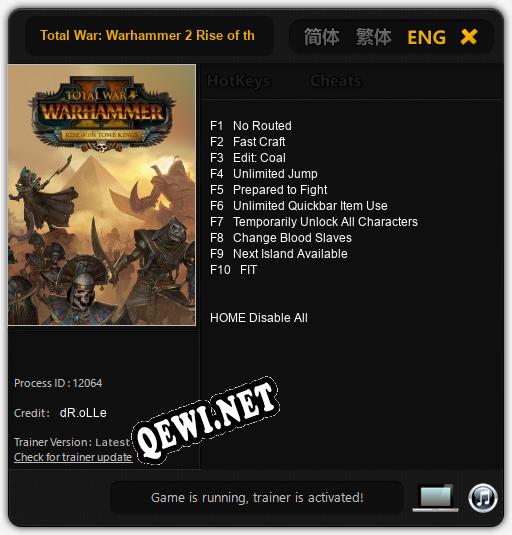 Total War: Warhammer 2 Rise of the Tomb Kings: Трейнер +10 [v1.5]