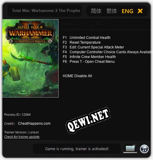 Total War: Warhammer 2 The Prophet The Warlock: Читы, Трейнер +6 [CheatHappens.com]
