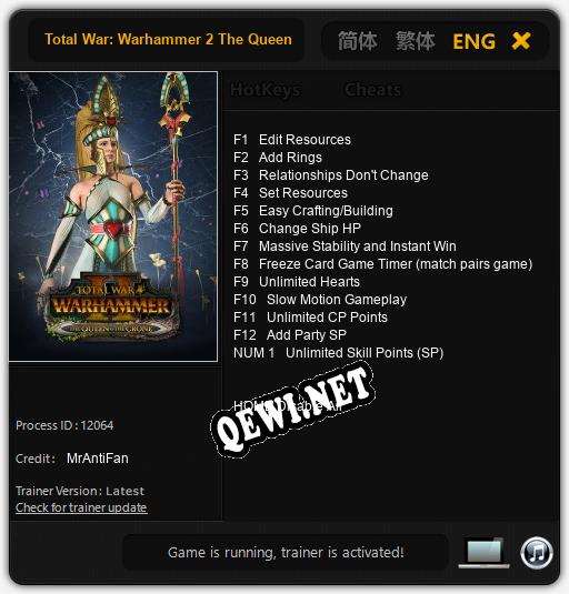 Total War: Warhammer 2 The Queen and The Crone: Трейнер +13 [v1.8]