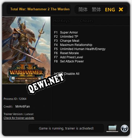 Total War: Warhammer 2 The Warden & The Paunch: ТРЕЙНЕР И ЧИТЫ (V1.0.46)