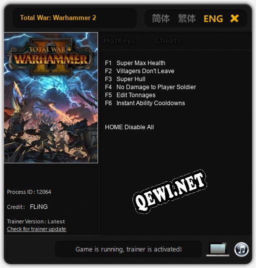 Трейнер для Total War: Warhammer 2 [v1.0.9]