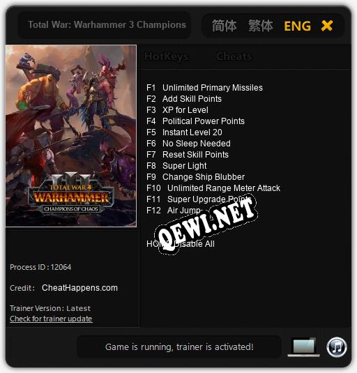 Total War: Warhammer 3 Champions of Chaos: ТРЕЙНЕР И ЧИТЫ (V1.0.8)