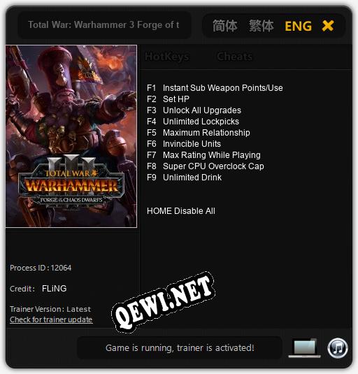 Total War: Warhammer 3 Forge of the Chaos Dwarfs: Трейнер +9 [v1.5]