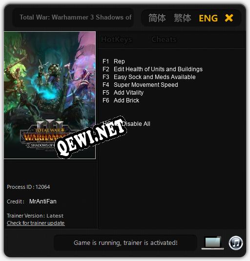 Трейнер для Total War: Warhammer 3 Shadows of Change [v1.0.8]
